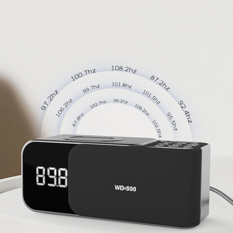 Multifunction Digital Display Alarm Clock Setting 10W Mobile Phone Wireless Fast Charging Station 5W Bluetooth Speaker